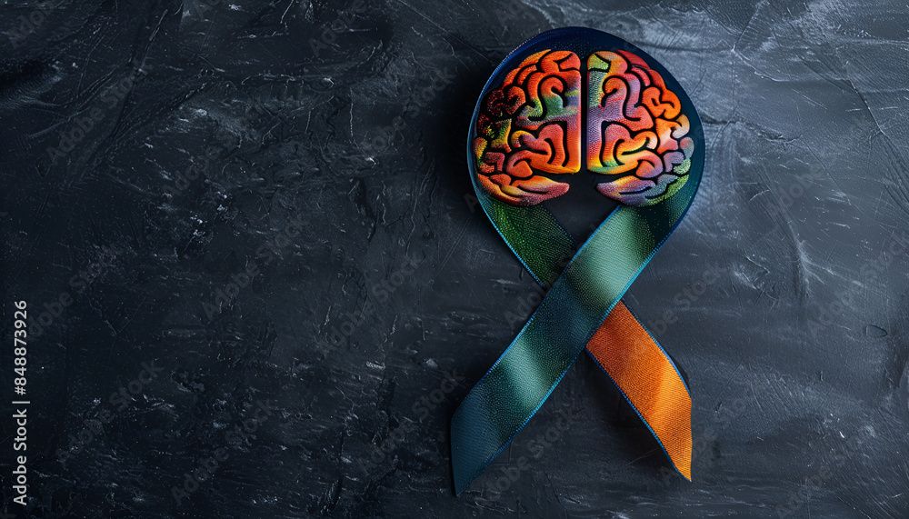 Brain Print Ribbon ribbon with brain symbol representing inseparable connection between ...