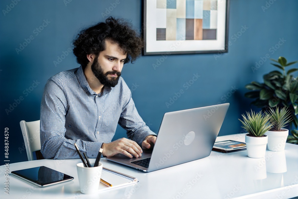 A creative freelancer using a graphics tablet and laptop, surrounded by artistic tools in a stylish home workspace.
A creative freelancer using a graphics tablet and laptop, surrounded by artistic tools in a stylish home workspace.