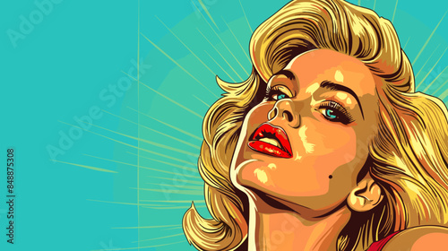 Pin Up Pop Art Portrait Attractive Blonde Woman Vector Illustration