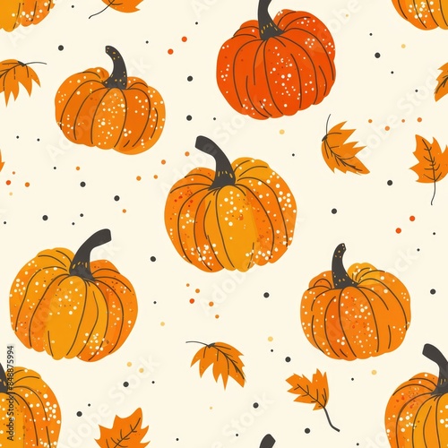 Illustration of seamless patterm with pumpkins. Autumn concept 