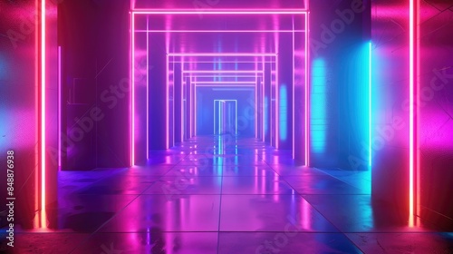 Abstract futuristic store or shop for business online neon light concept background. AI generated © Ammar