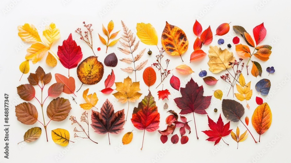 Fototapeta premium Autumn Leaves Collage on White Background