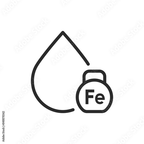 Iron-free water, linear style icon. water purification and removal of iron. Editable stroke width