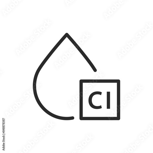 Chlorine-free water, linear style icon. water purification and removal of chlorine. Editable stroke width