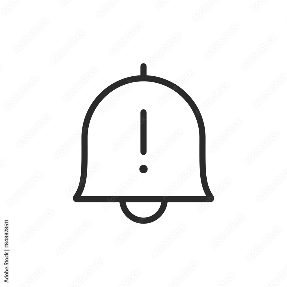 Warning bell, linear style icon. warning or alert notification. Editable stroke width. Warning bell, linear style icon. warning or alert notification. Editable stroke width.