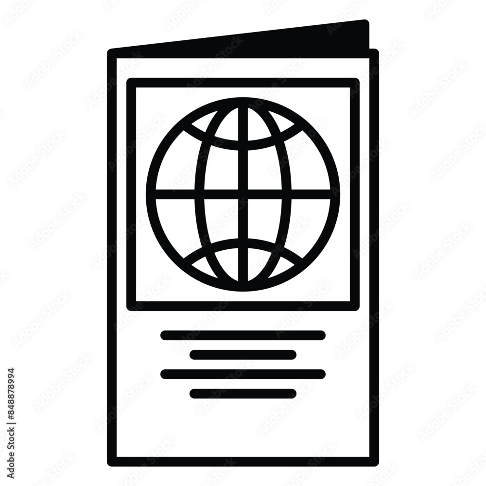 passport icon vector or logo illustration outline black color style passport icon vector or logo illustration outline black color style