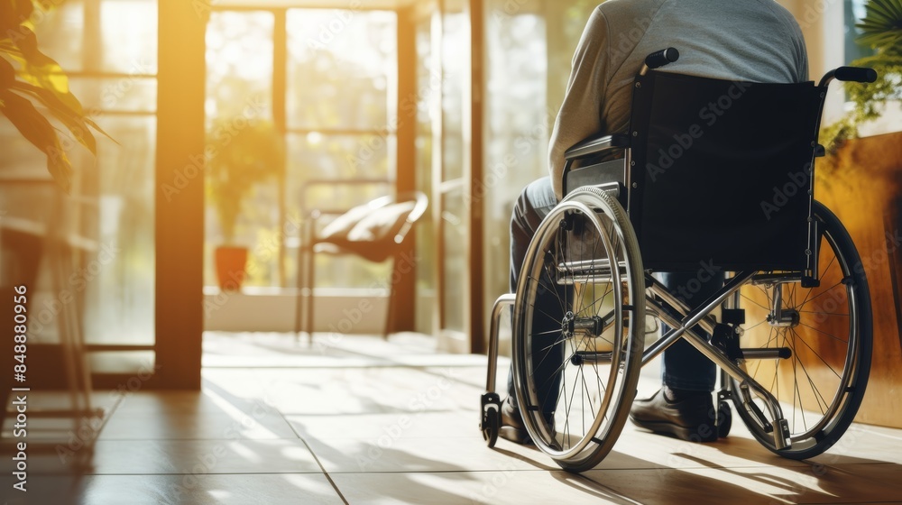 A disabled person working in a professional setting. A disabled person working in a professional setting.