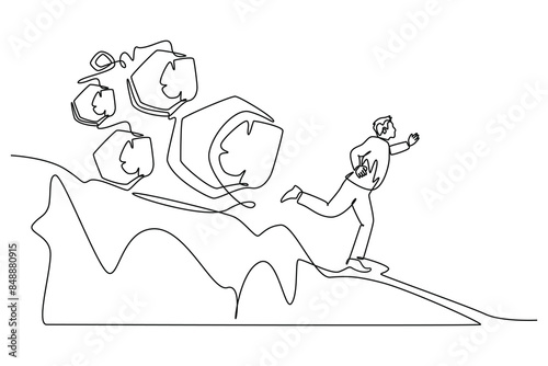Earthquake safety concept. Single line draw design vector graphic illustration.