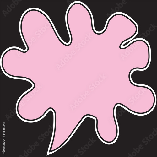 Pink cloud background and black frame with wave edge and on a black backdrop. Block or message box and chat comments