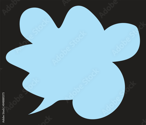 Blue cloud background and black frame with wave edge and on a black backdrop. Block or message box and chat comments