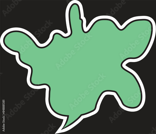 Green cloud background and black frame with wave edge and on a black backdrop. Block or message box and chat comments