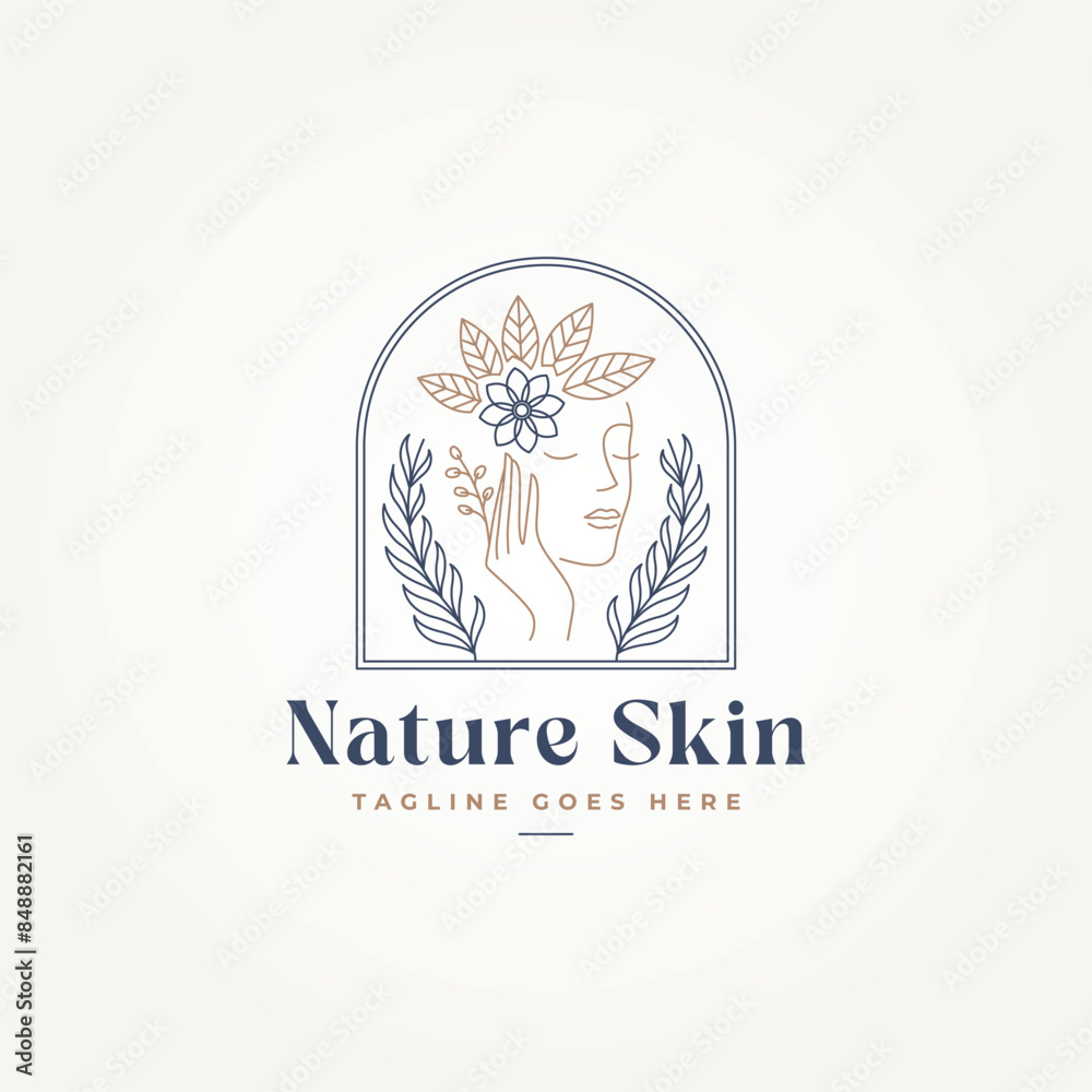 minimalist natural beauty skin line art label logo vector illustration design. simple modern beauty, salon, spa logo concept minimalist natural beauty skin line art label logo vector illustration design. simple modern beauty, salon, spa logo concept