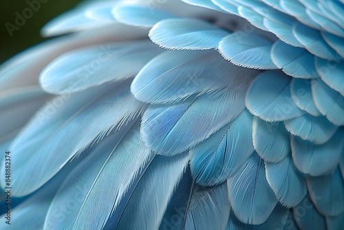 Close-Up Macro Shot of Blue Feather Details Nature's Intricate Bird Feather Patterns for Prints, Cards, Posters