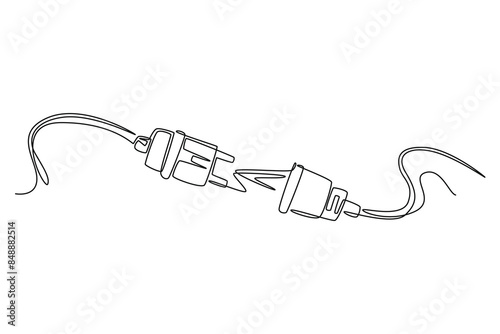Earthquake safety concept. Single line draw design vector graphic illustration.
