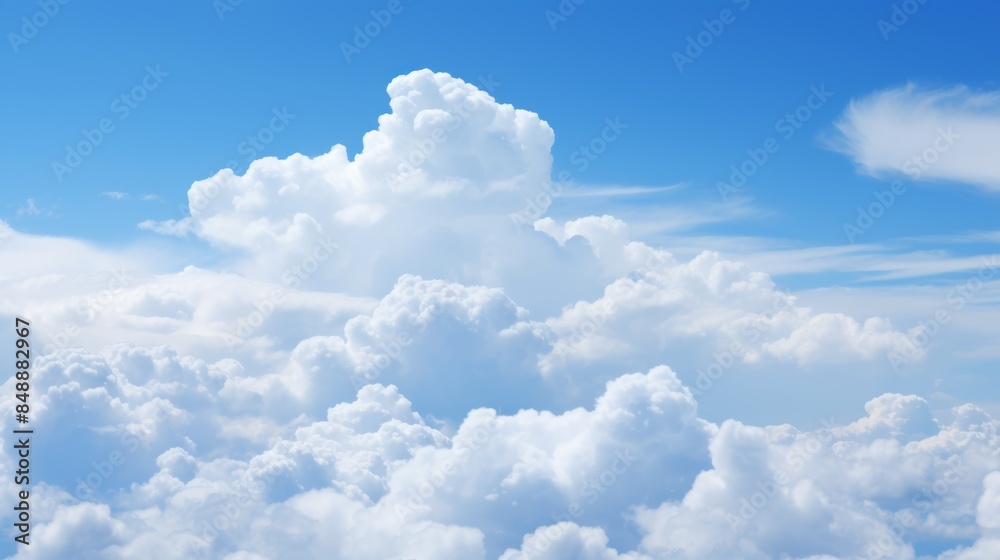 A towering cumulus cloud formation, its pristine white surface reflecting the azure sky, capturing the essence of a tranquil summer day. A towering cumulus cloud formation, its pristine white surface reflecting the azure sky, capturing the essence of a tranquil summer day.