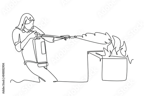 Earthquake safety concept. Single line draw design vector graphic illustration.