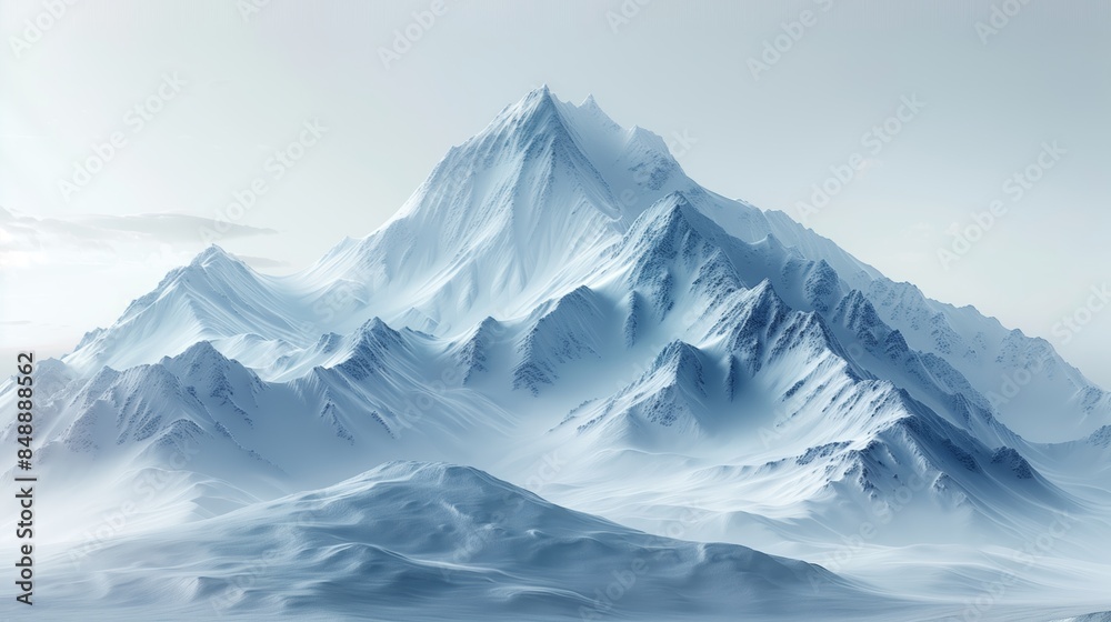 Snowy Mountain Peak In A Foggy Landscape Snowy Mountain Peak In A Foggy Landscape