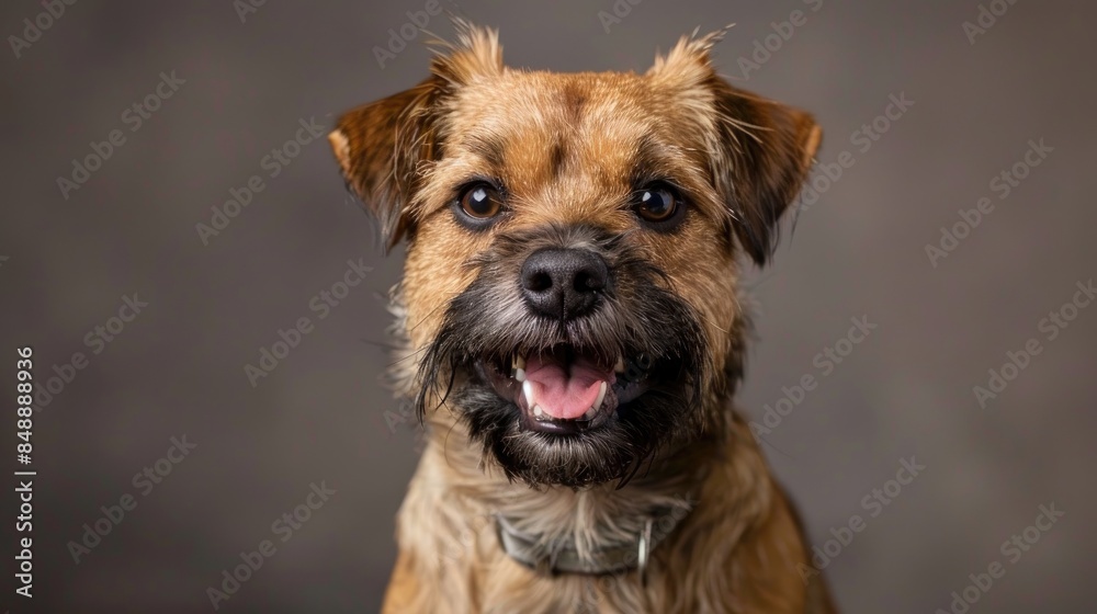 A charming Border Terrier dog portrait set against a studio backdrop A charming Border Terrier dog portrait set against a studio backdrop