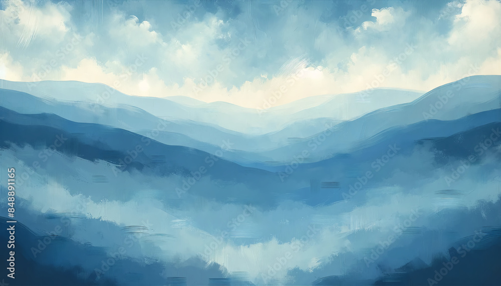 Obraz premium A calm blue painted wallpaper with fine brush strokes