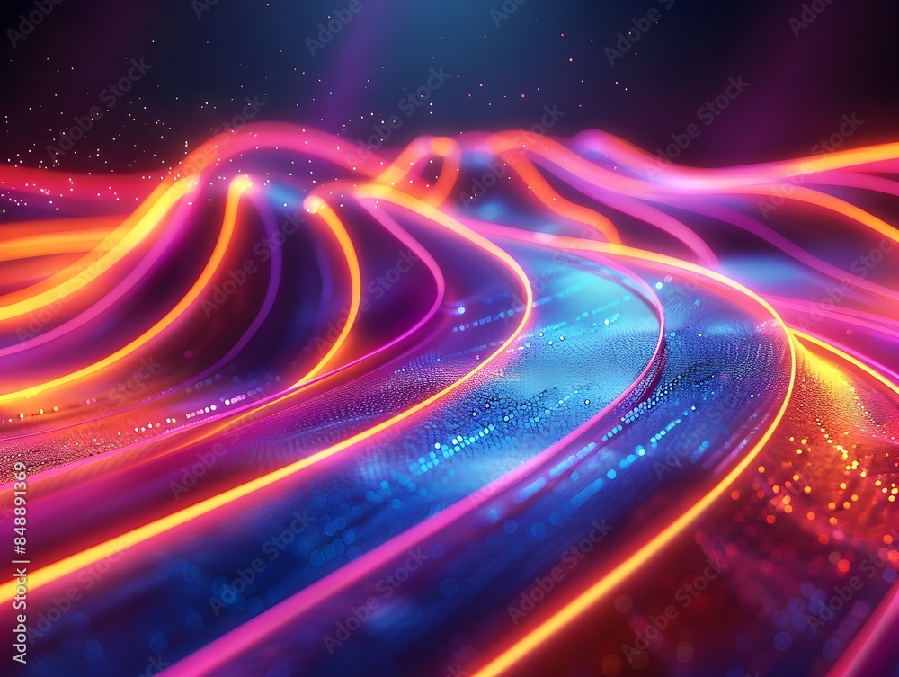 Vibrant Neon Abstract Lines and Shapes for Modern Tech and Gaming Product Mockup Backgrounds