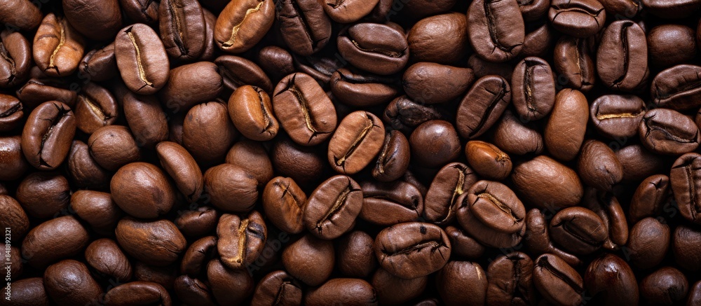 Obraz premium Coffee beans that have been roasted make a suitable backdrop for a copy space image
