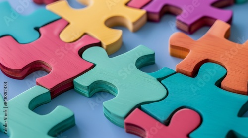 Close-up of wooden puzzle pieces