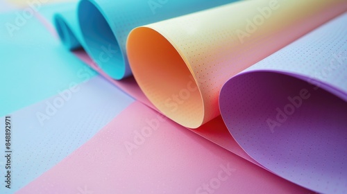 Different colored carbonless paper with Gibb or perforations adjacent to continuous paper photo