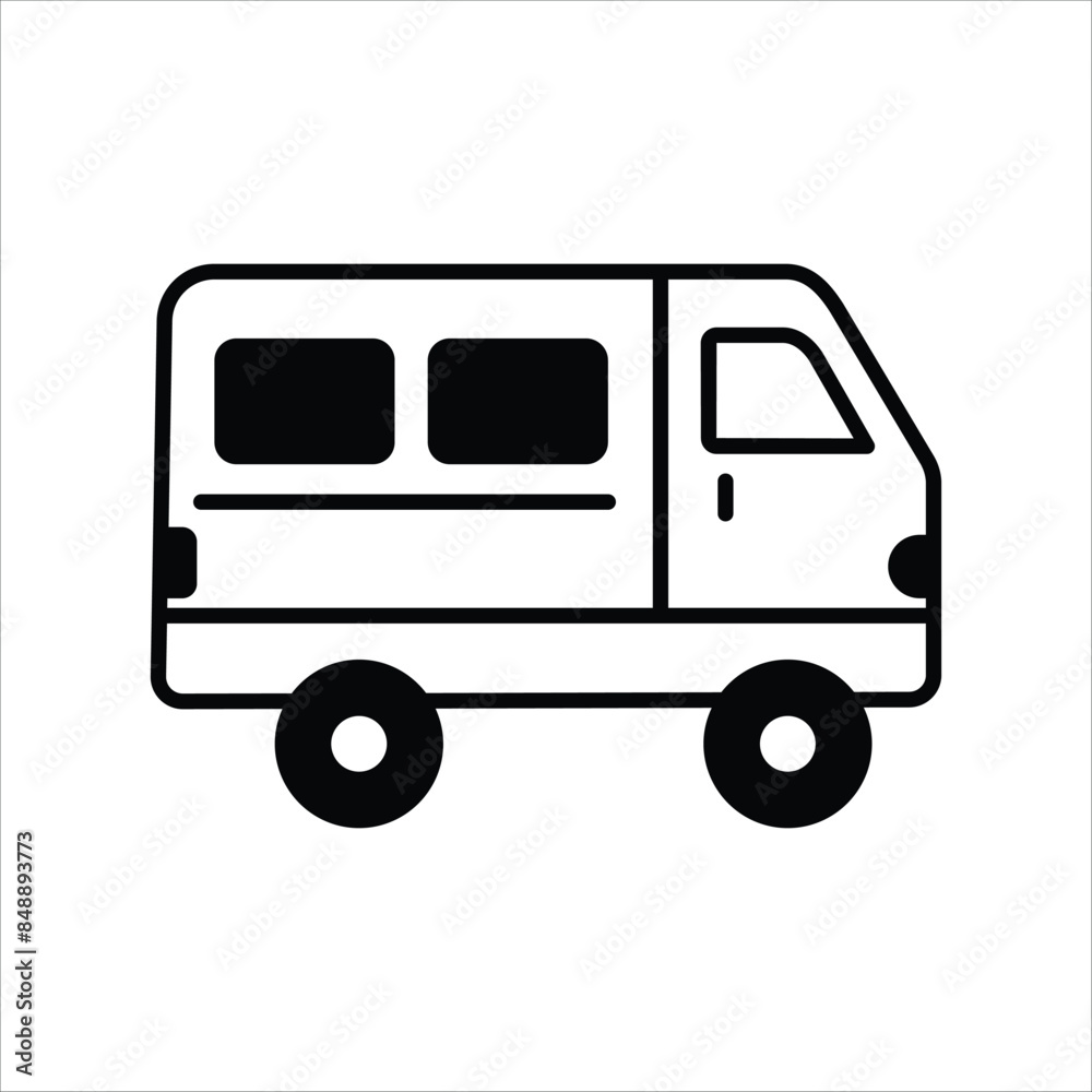 van icon with white background vector stock illustration