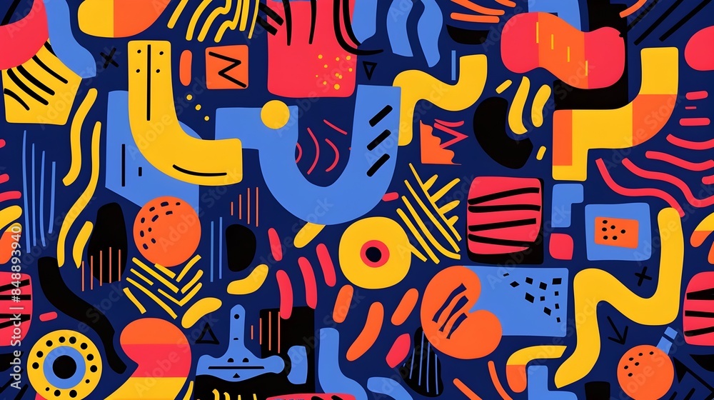 Fototapeta premium Funky Colorful Abstract Pattern with Striking Geometric Shapes