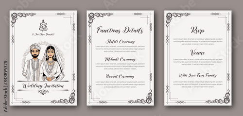 Indian traditional wedding invitation template 