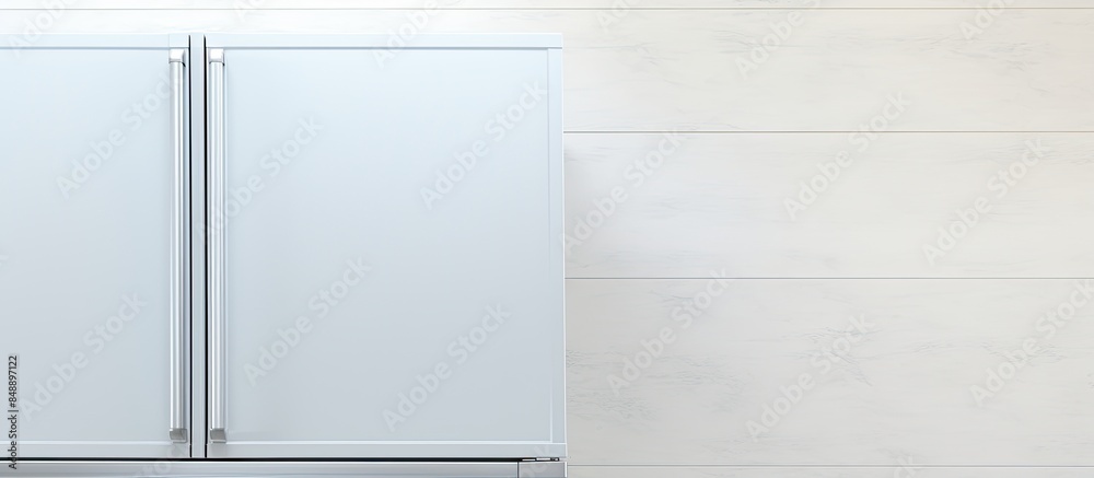 Bird s eye view of a refrigerator and freezer unit with available copy space image Bird s eye view of a refrigerator and freezer unit with available copy space image