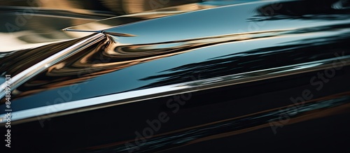 Close up image of a muscular car hood with copy space
