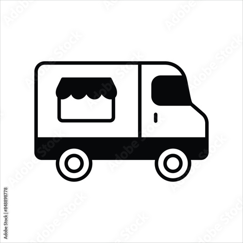 ice cream truck icon with white background vector stock illustration