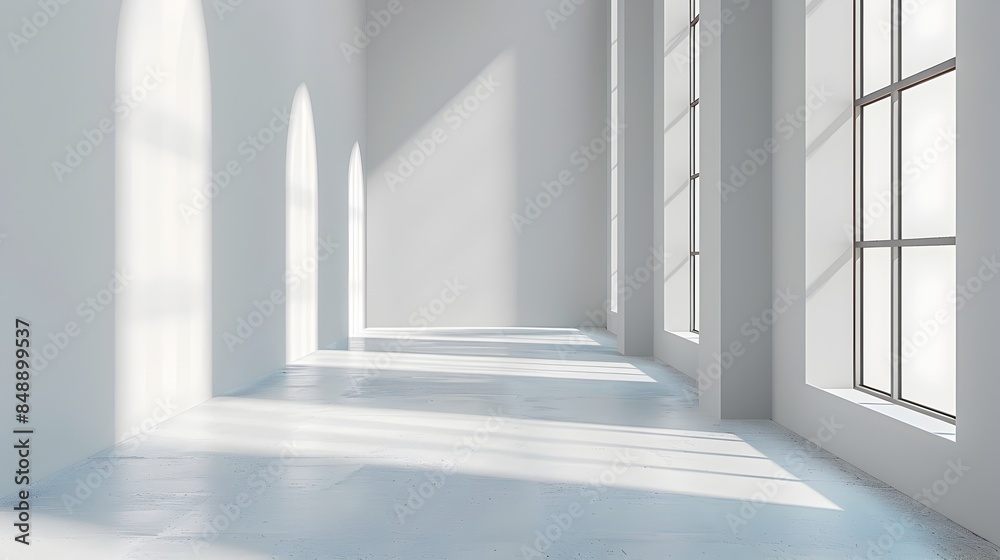 Fototapeta premium Clean White Gradient Background with Subtle Shadows for Versatile Product Mockup and Presentation Concepts