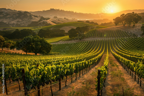 Wallpaper Mural Beautiful Sunset Sky in Napa Valley Wine Country on Spring Vineyards , Mountains. Torontodigital.ca