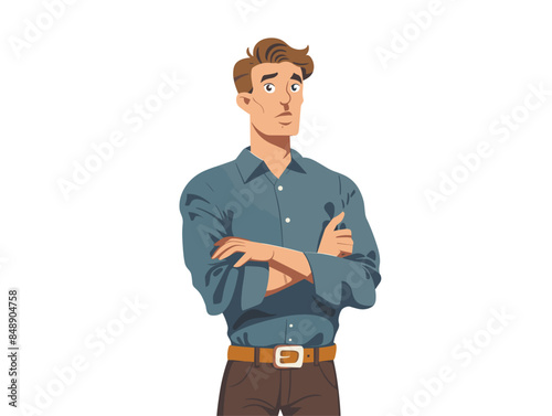 white background, Thinking businessman solving a problem vector image, very simple and isolate in the style of animated illustrations, white background