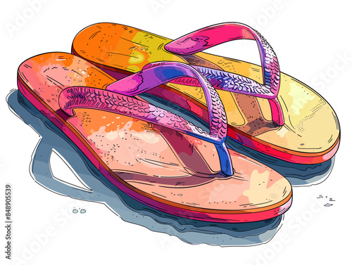 multicolored summer shoes flip flops on white background isolated objects vector illustration