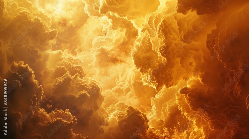 A breathtaking view of golden clouds lit by sunlight, capturing nature's vibrant and dynamic beauty. A breathtaking view of golden clouds lit by sunlight, capturing nature's vibrant and dynamic beauty.