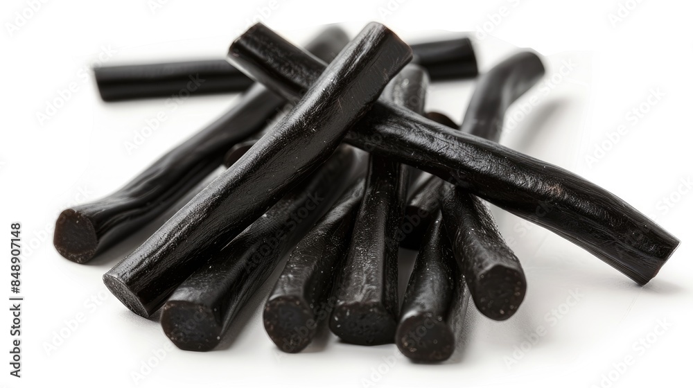 Obraz premium Close up shot of licorice against a white background