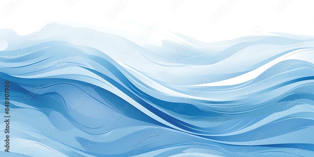 a blue wave on a isolated background, with a white arrow pointing to the left, a blue wave in the center, and a white wave on the right