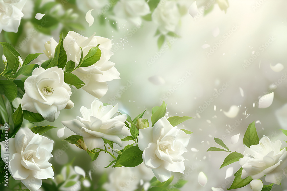 Blurred horizontal background with rose flowers of white color, Copy space for your text, template, Can be used for wallpaper, wedding card, web page banner, White peony on isolated bokeh background Blurred horizontal background with rose flowers of white color, Copy space for your text, template, Can be used for wallpaper, wedding card, web page banner, White peony on isolated bokeh background