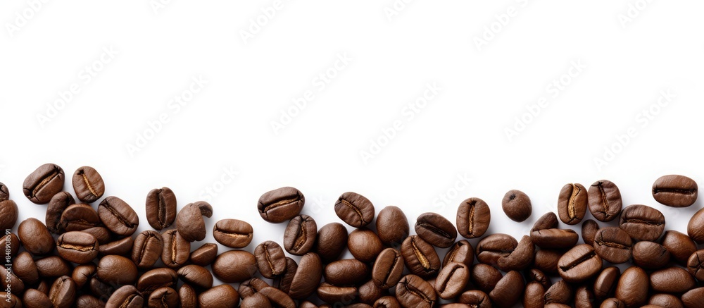Naklejka premium White background featuring a coffee bean border ideal for text placement in the copy space image
