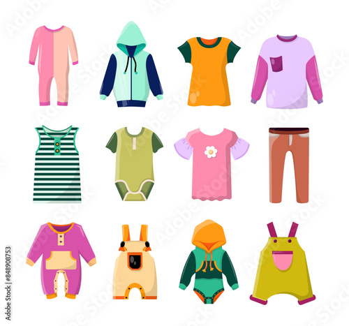 Vector Children's Clothes Illustration Collection: Cute and Colorful Kidswear