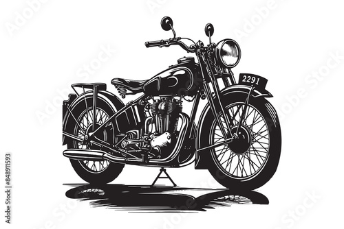 Retro Vintage Motorcycle silhouette Vector Illustration Artwork