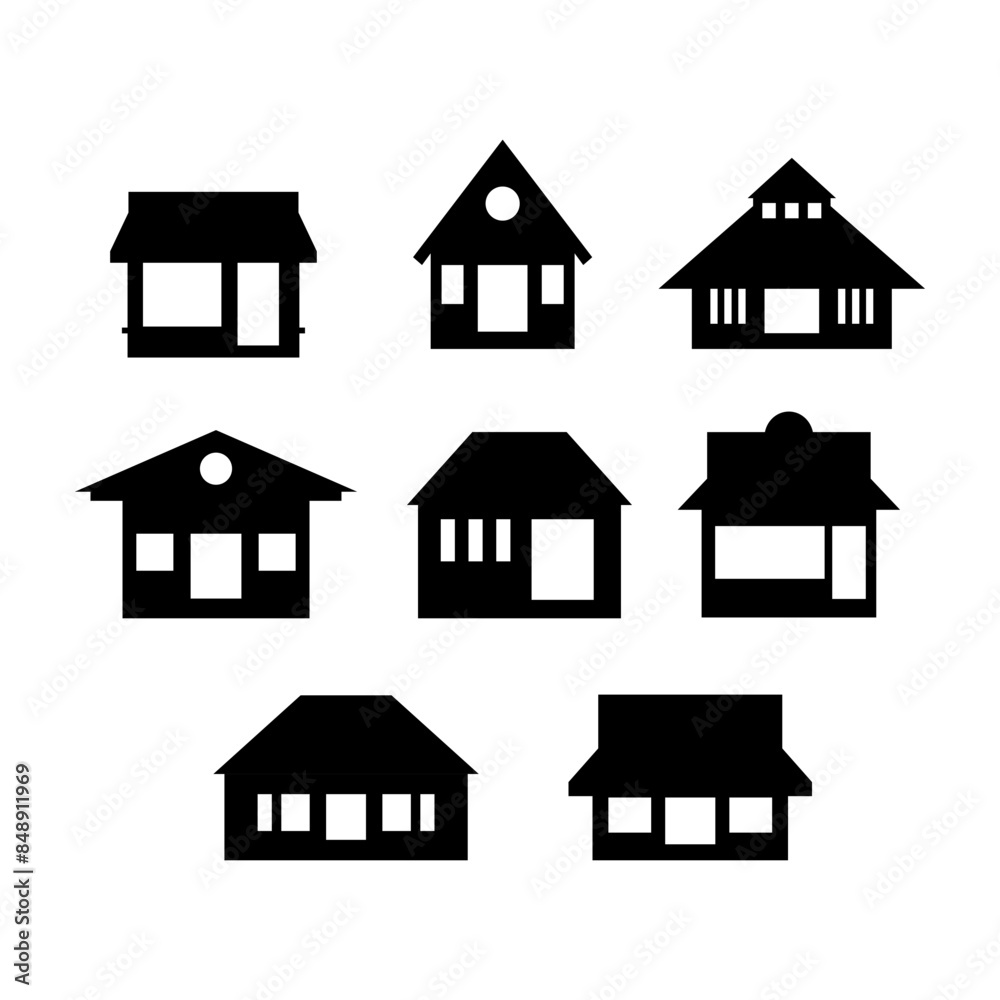 Vector Set of House Symbols for Map Illustration Vector Set of House Symbols for Map Illustration