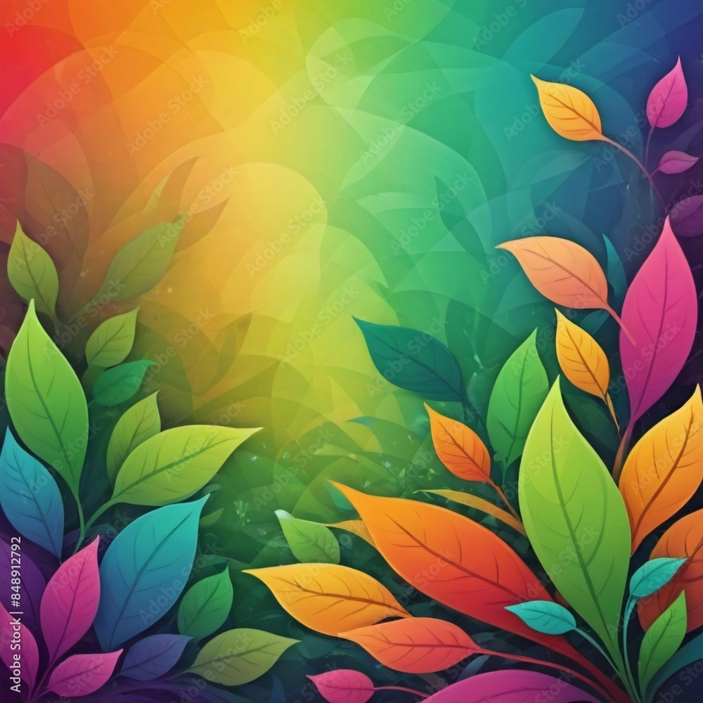 vibrant and colorful scene with a multitude of leaves in various shapes and sizes. vibrant and colorful scene with a multitude of leaves in various shapes and sizes.