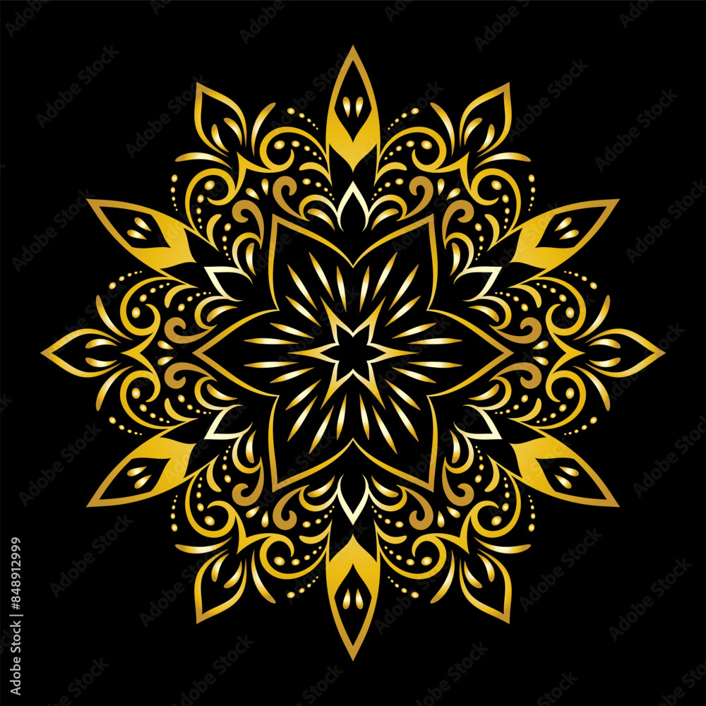 Fototapeta premium Luxury background with mandala ornament, vintage round decorative design