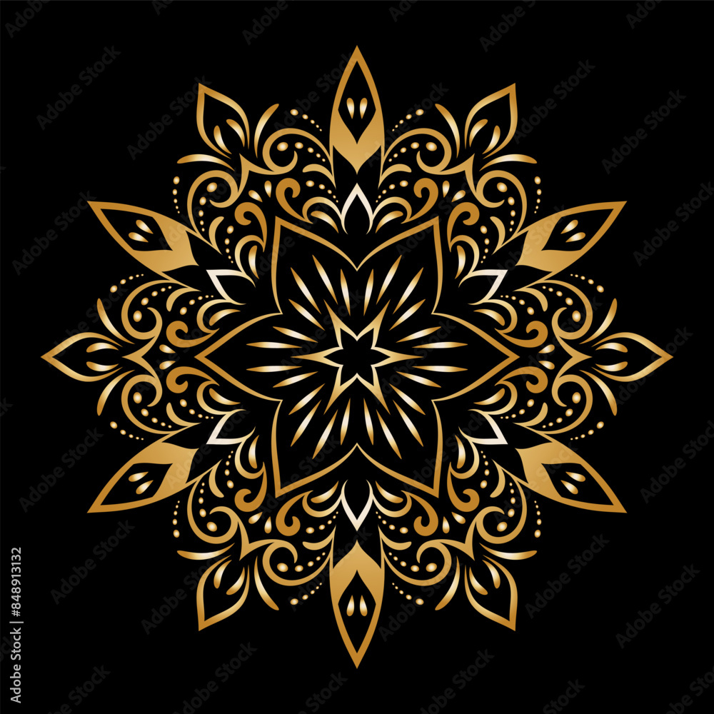 Fototapeta premium Luxury background with mandala ornament, vintage round decorative design