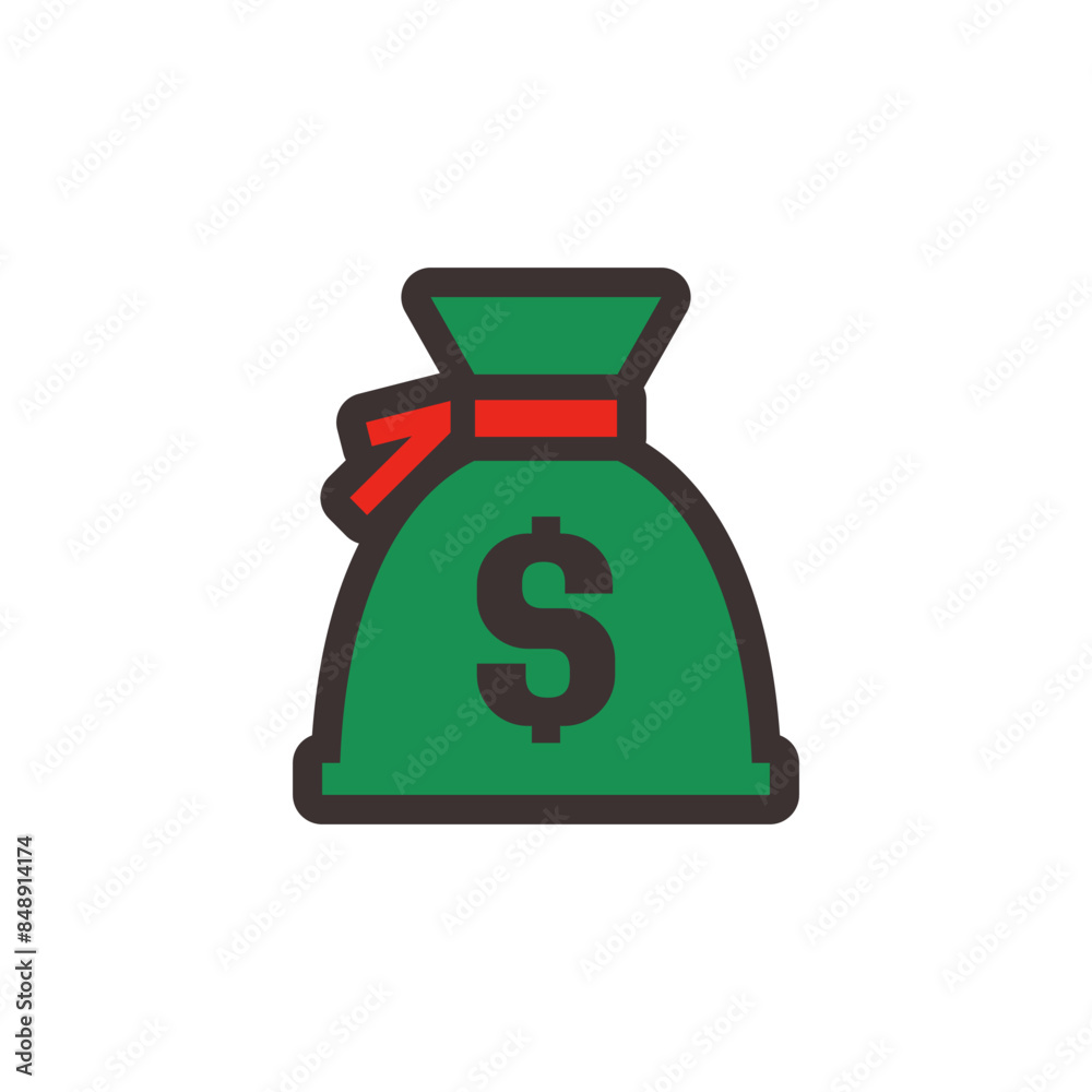 Money bag icon with dollar symbol, made in color style. Money bag icon with dollar symbol, made in color style.