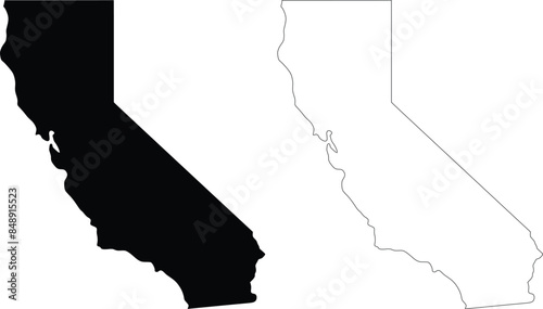 California State outline contour silhouette map